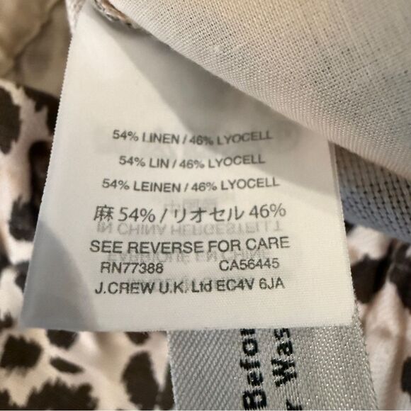 J. Crew Linen Blend Paperbag Waist Animal Print Pants - Picture 5 of 8